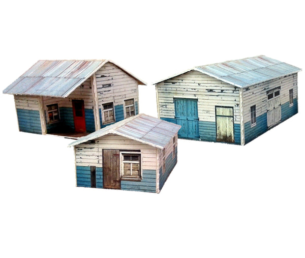 3-Pack Sheds Weathered Wood 2-Tone - CustomZscales
