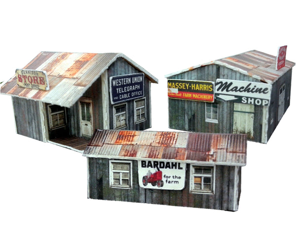 3-Pack Sheds Weathered Wood - CustomZscales